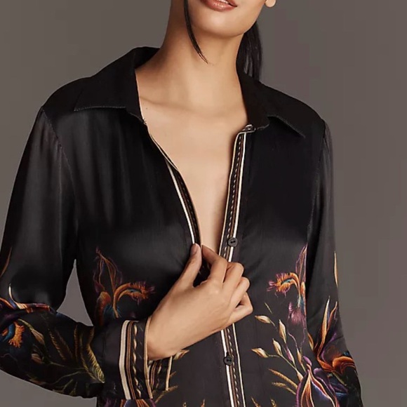 Bl-nk Ferlina Long-Sleeve 
Midi Shirt Dress
NWT
COLOR- Black Pattern - Picture 6 of 8